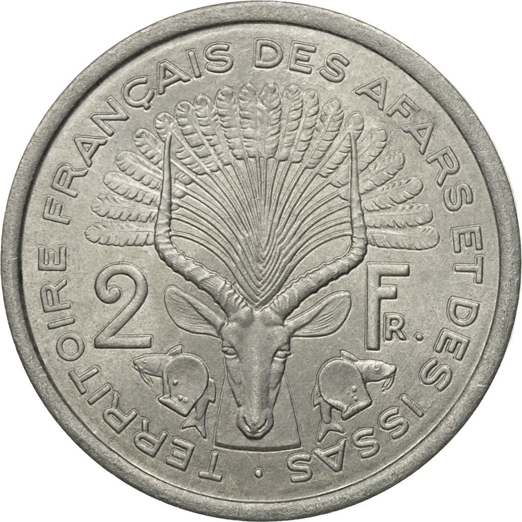 Coin, FRENCH AFARS & ISSAS, 2 Francs, 1975, Paris, AU(55-58), Aluminum, KM:13