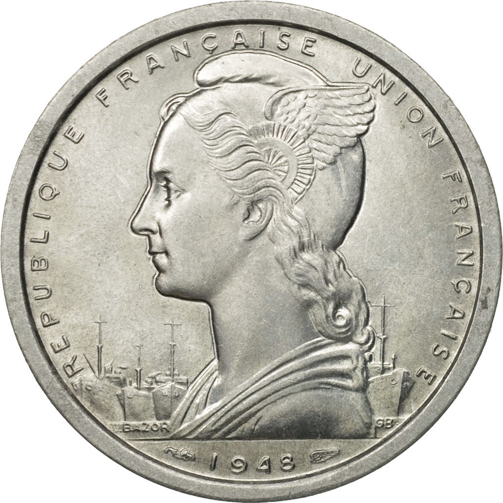 Moneta, Nuova Caledonia, 50 Centimes, 1948, Paris, SPL-, Alluminio, KM:1