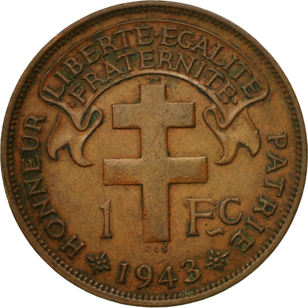 Coin, Cameroon, Franc, 1943, Pretoria, EF(40-45), Bronze, KM:5
