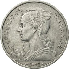 Coin, Madagascar, 5 Francs, 1953, Paris, AU(50-53), Aluminum, KM:5