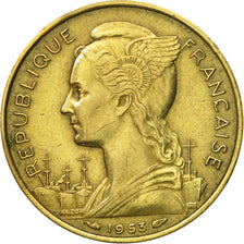 Coin, Madagascar, 20 Francs, 1953, Paris, AU(55-58), Aluminum-Bronze, KM:7