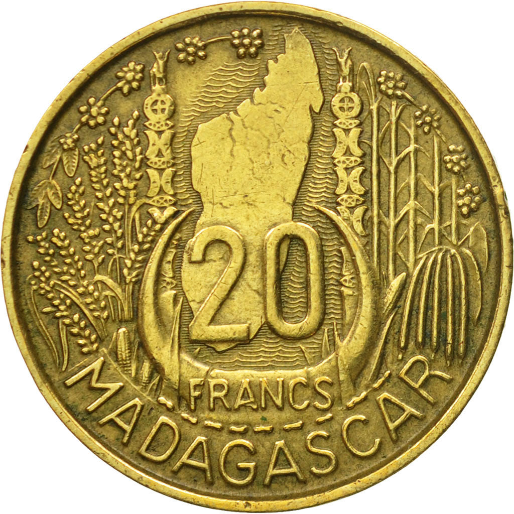 Coin, Madagascar, 20 Francs, 1953, Paris, AU(55-58), Aluminum-Bronze, KM:7