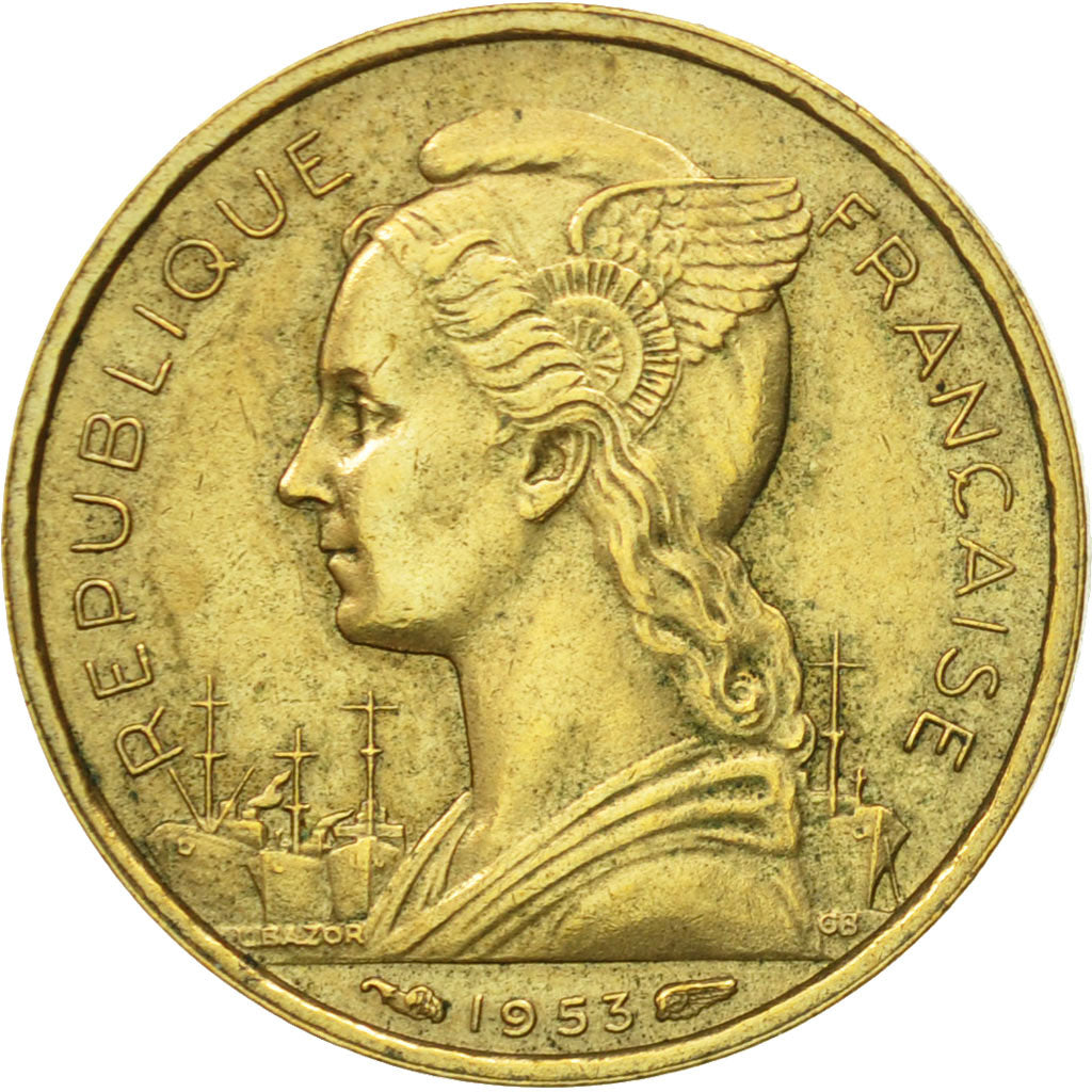 Monnaie, Madagascar, 10 Francs, 1953, Paris, TTB+, Aluminum-Bronze, KM:6