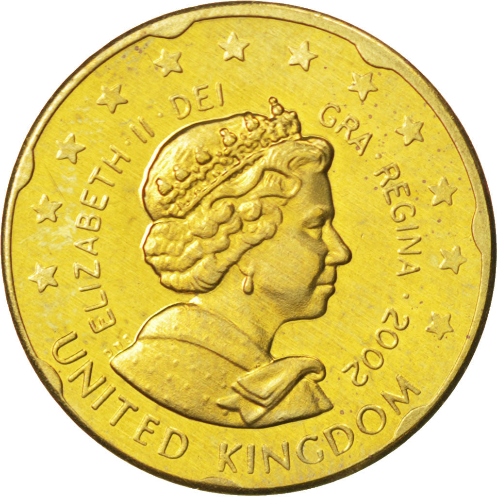 UNITED KINGDOM, 20 Euro Cent, 2002, KM #Pn5, MS(63), Goldine, 22, 6.27