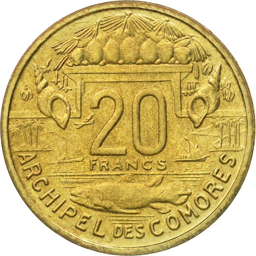 Coin, Comoros, 20 Francs, 1964, Paris, AU(55-58), Aluminum-Bronze, KM:8