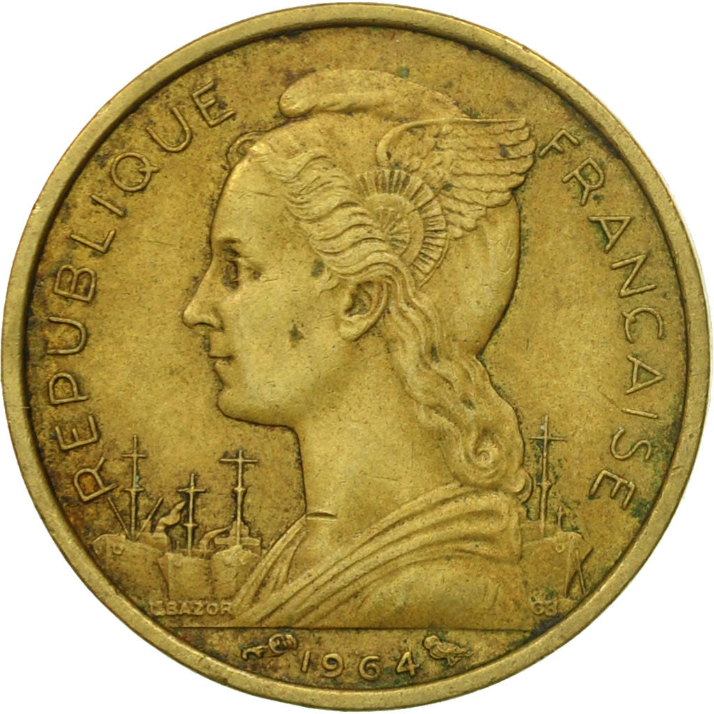 Coin, Comoros, 10 Francs, 1964, Paris, EF(40-45), Aluminum-Bronze, KM:7