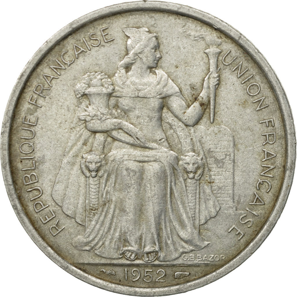 Monnaie, FRENCH OCEANIA, 5 Francs, 1952, TTB, Aluminium, KM:4