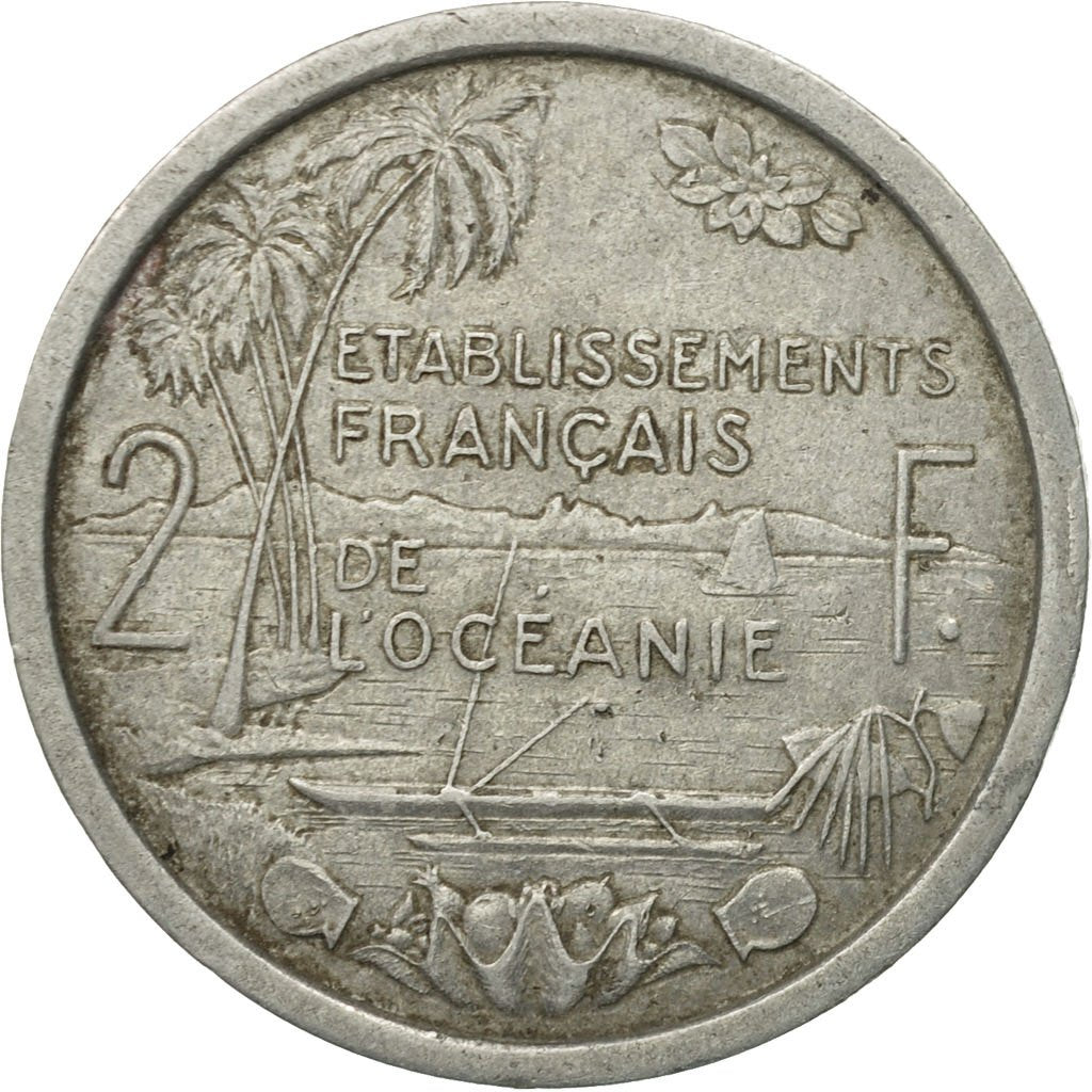 Coin, FRENCH OCEANIA, 2 Francs, 1949, EF(40-45), Aluminum, KM:3