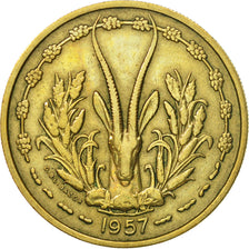 Coin, French West Africa, 25 Francs, 1957, Paris, AU(50-53), Aluminum-Bronze