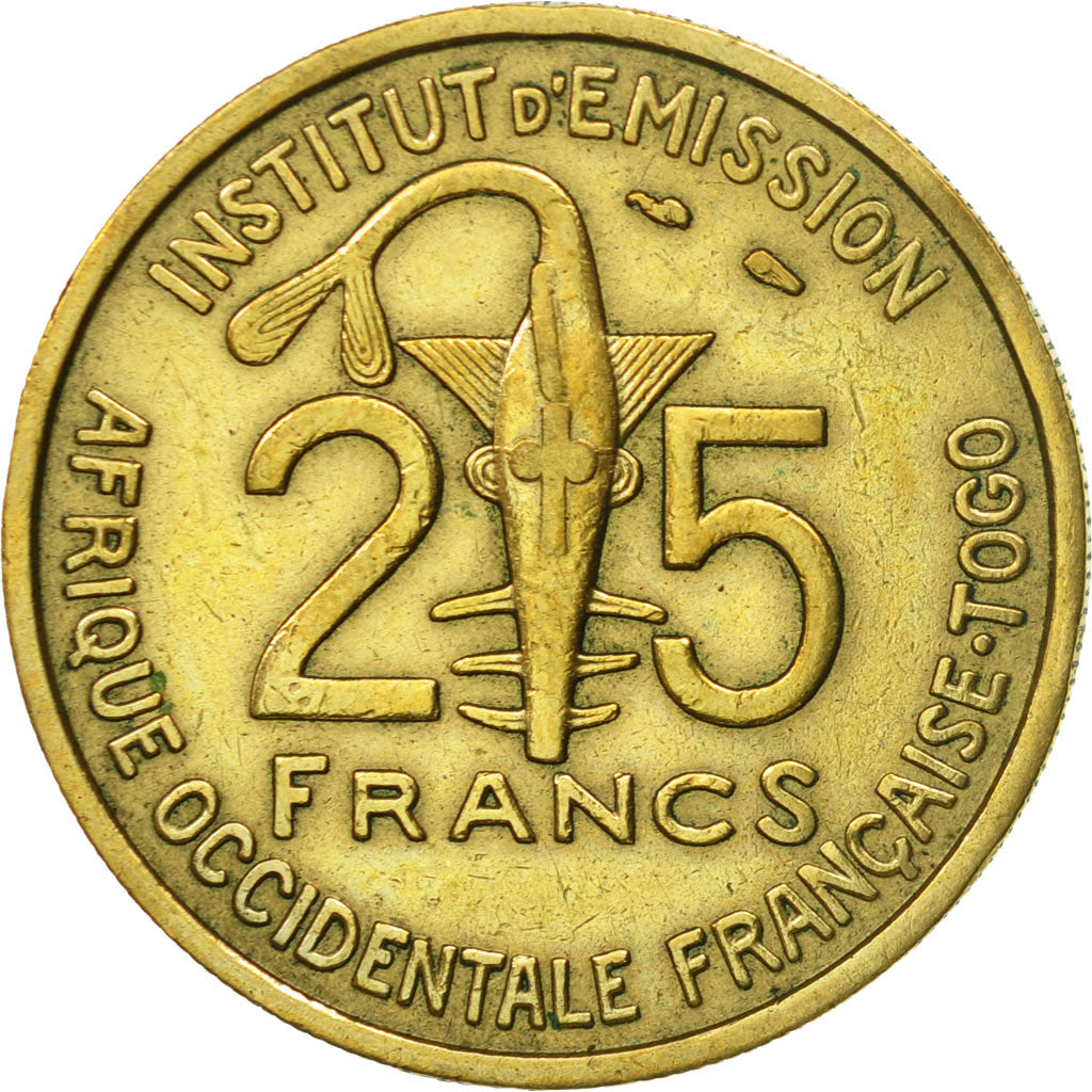 Coin, French West Africa, 25 Francs, 1957, Paris, AU(50-53), Aluminum-Bronze
