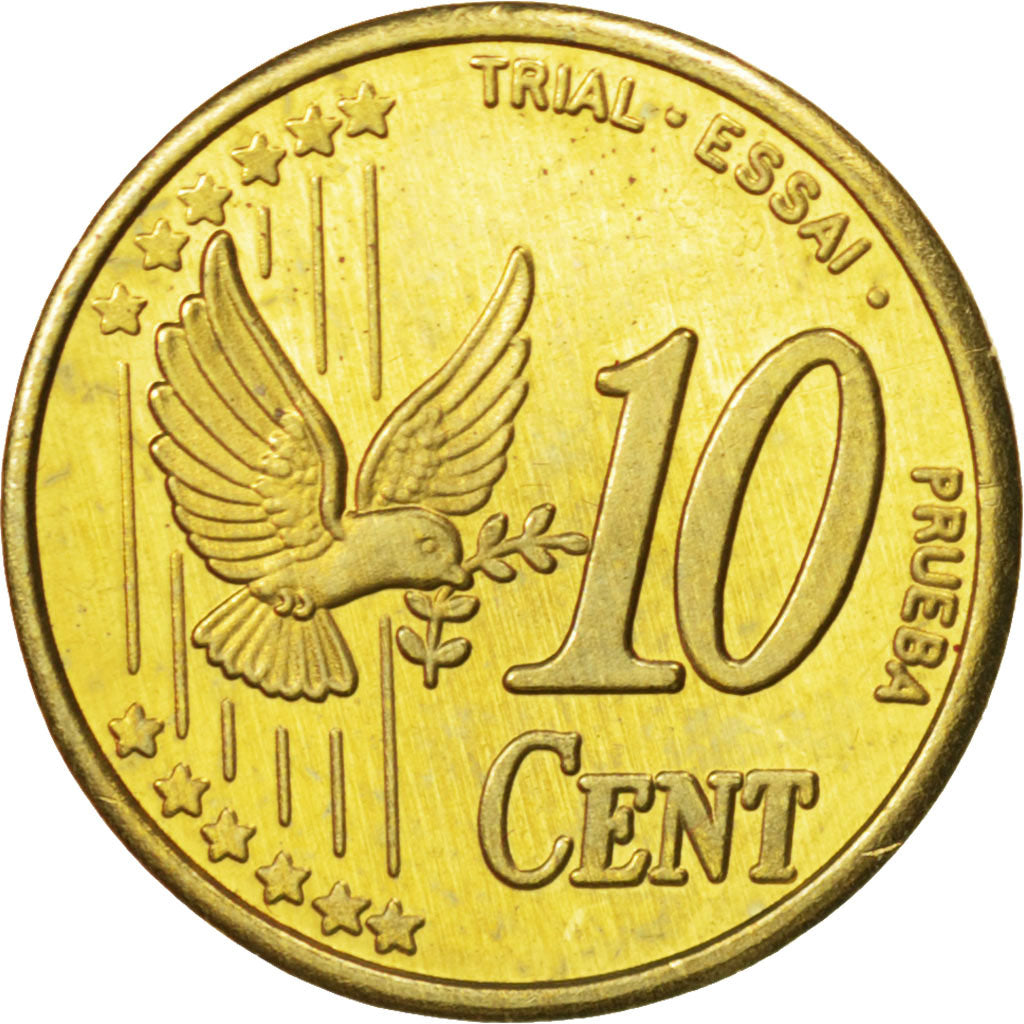 UNITED KINGDOM, 10 Euro Cent, 2002, KM #Pn4, MS(63), Goldine, 19.3, 4.88