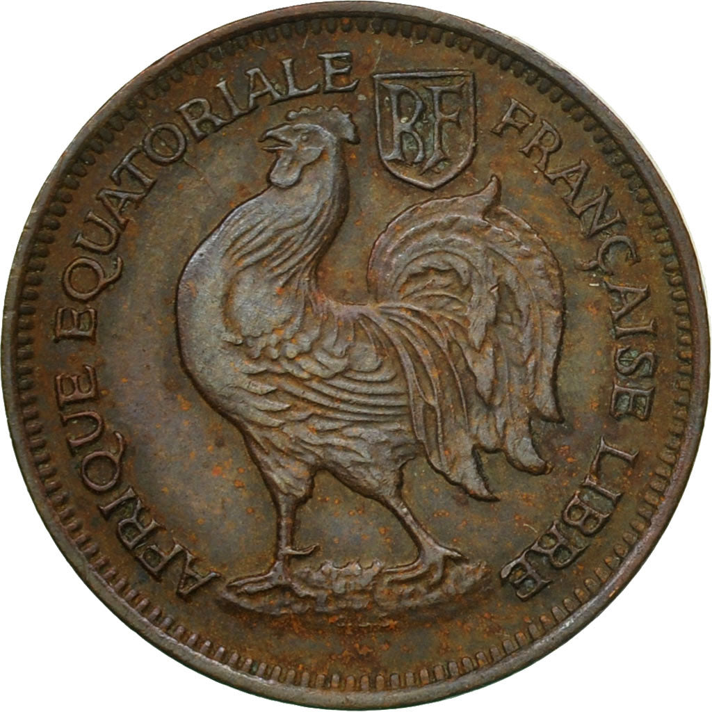Coin, French Equatorial Africa, 50 Centimes, 1943, Pretoria, EF(40-45), Bronze