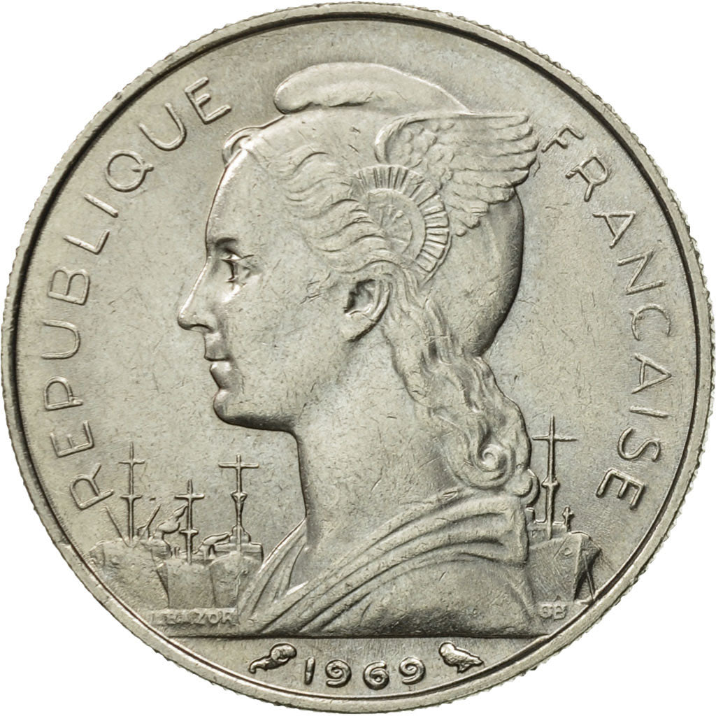 Coin, Réunion, 50 Francs, 1969, AU(55-58), Nickel, KM:12