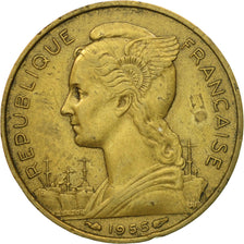 Coin, Réunion, 20 Francs, 1955, EF(40-45), Aluminum-Bronze, KM:11