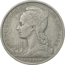 Coin, Réunion, 5 Francs, 1955, EF(40-45), Aluminum, KM:9
