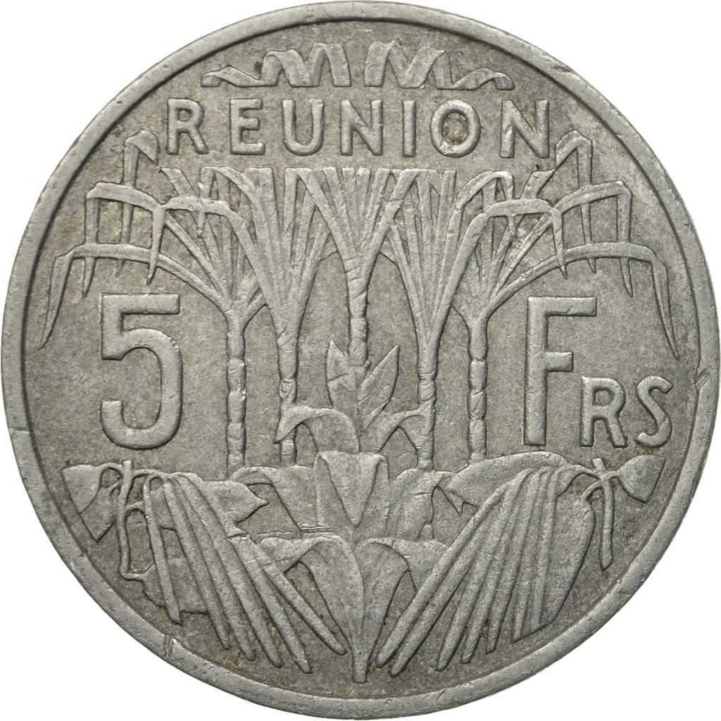 Coin, Réunion, 5 Francs, 1955, EF(40-45), Aluminum, KM:9
