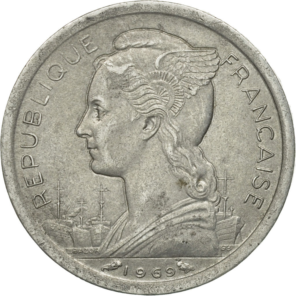 Coin, Réunion, Franc, 1969, EF(40-45), Aluminum, KM:6.1