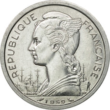 Coin, French Somaliland, 2 Francs, 1959, Paris, AU(55-58), Aluminum, KM:9