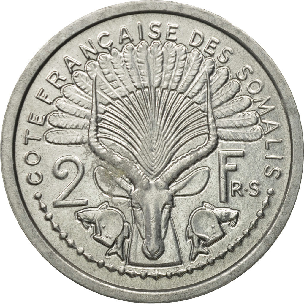 Coin, French Somaliland, 2 Francs, 1959, Paris, AU(55-58), Aluminum, KM:9