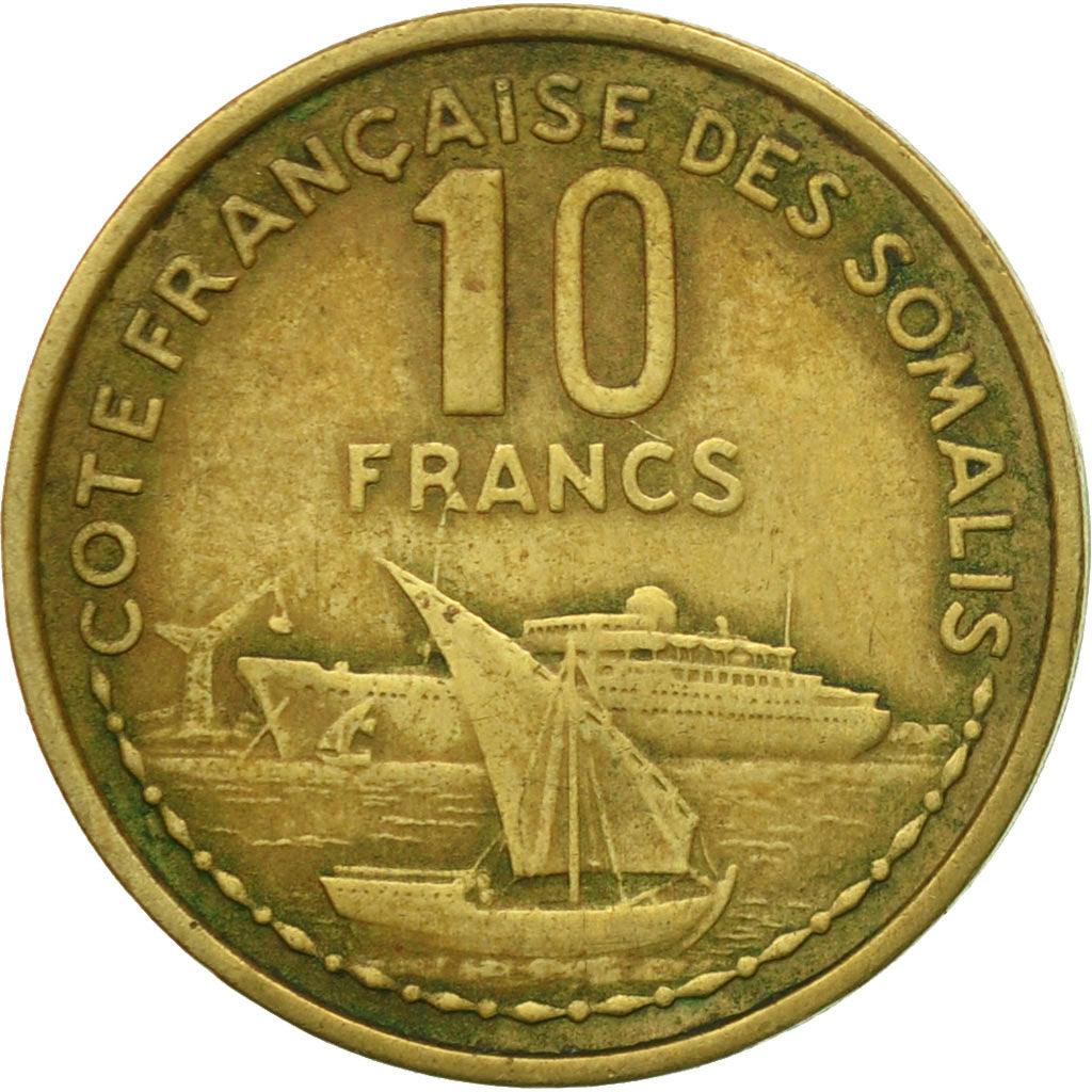 Coin, French Somaliland, 10 Francs, 1965, Paris, EF(40-45), Aluminum-Bronze