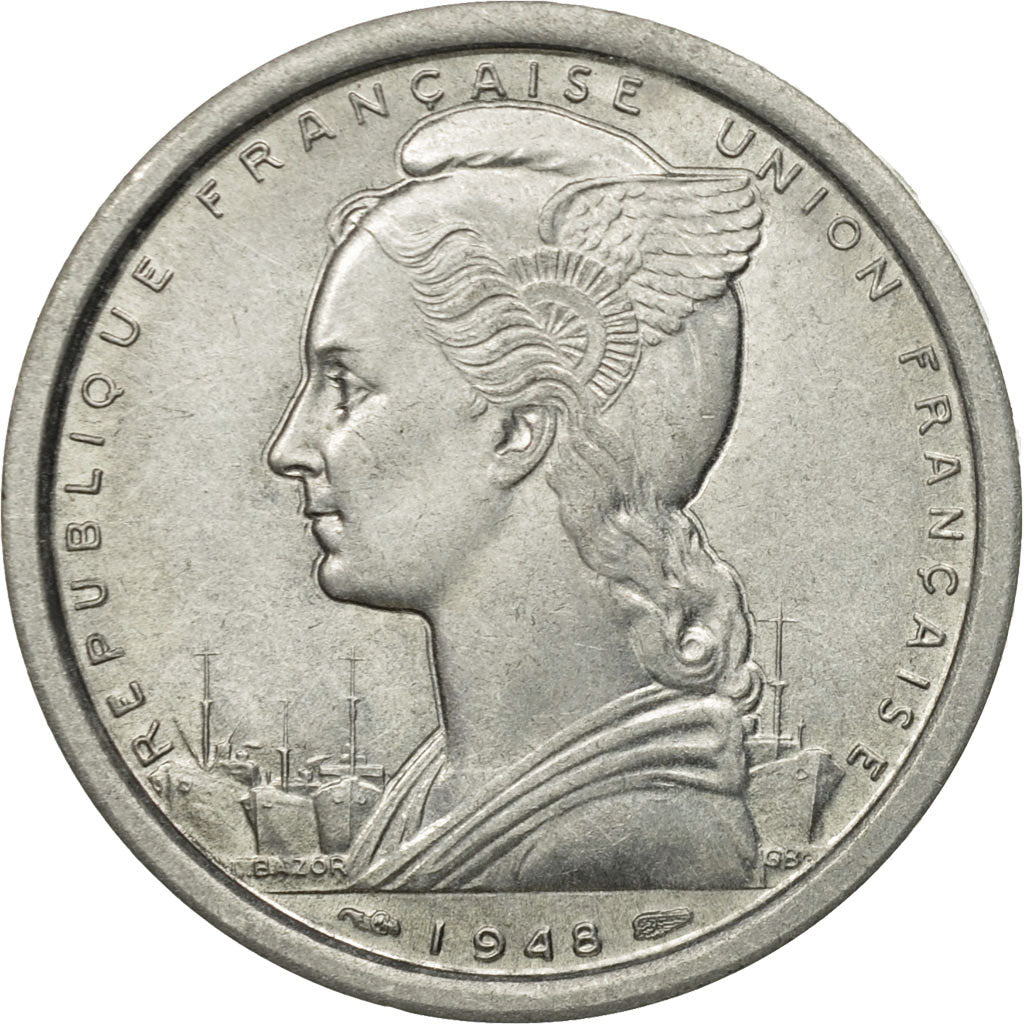 Coin, SAINT PIERRE & MIQUELON, 2 Francs, 1948, Paris, AU(55-58), Aluminum, KM:2