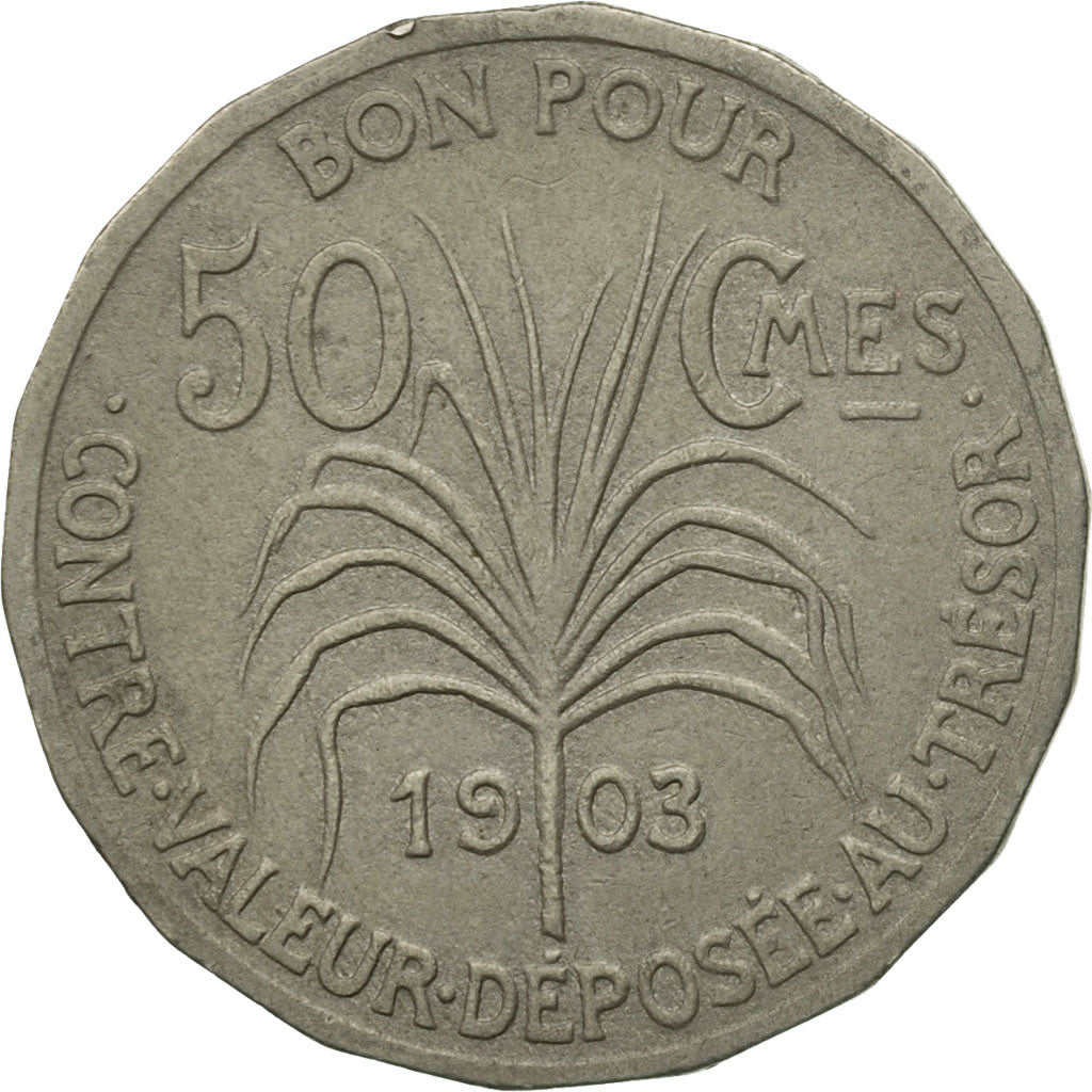 Coin, Guadeloupe, 50 Centimes, 1903, Paris, VF(20-25), Copper-nickel, KM:45