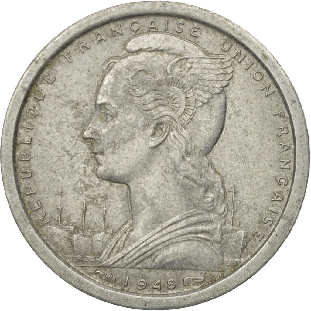 Coin, French Equatorial Africa, Franc, 1948, Paris, EF(40-45), Aluminum, KM:6