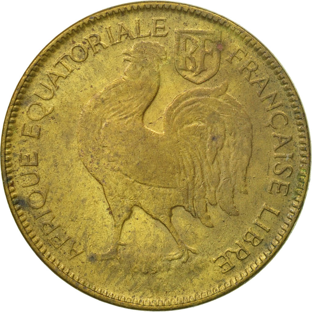 Coin, French Equatorial Africa, Franc, 1942, Pretoria, EF(40-45), Brass, KM:2
