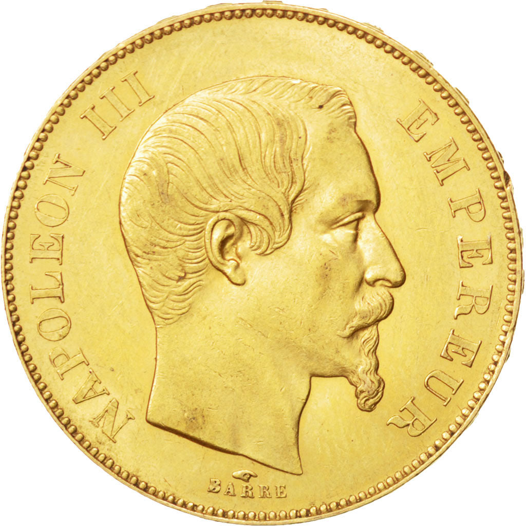 FRANCE, Napoléon III, 50 Francs, 1855, Paris, KM #785.1, AU(50-53), Gold, Gadour