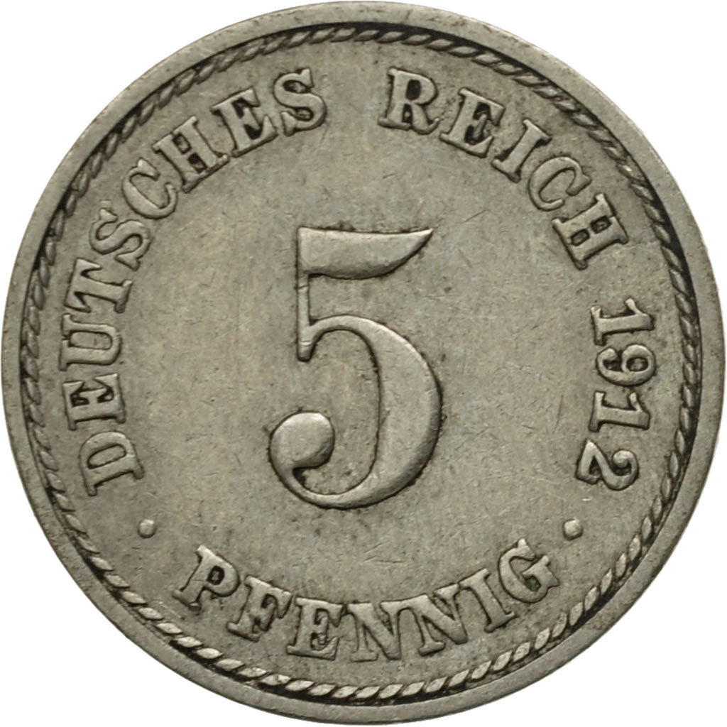 Coin, GERMANY - EMPIRE, Wilhelm II, 5 Pfennig, 1912, Berlin, EF(40-45)