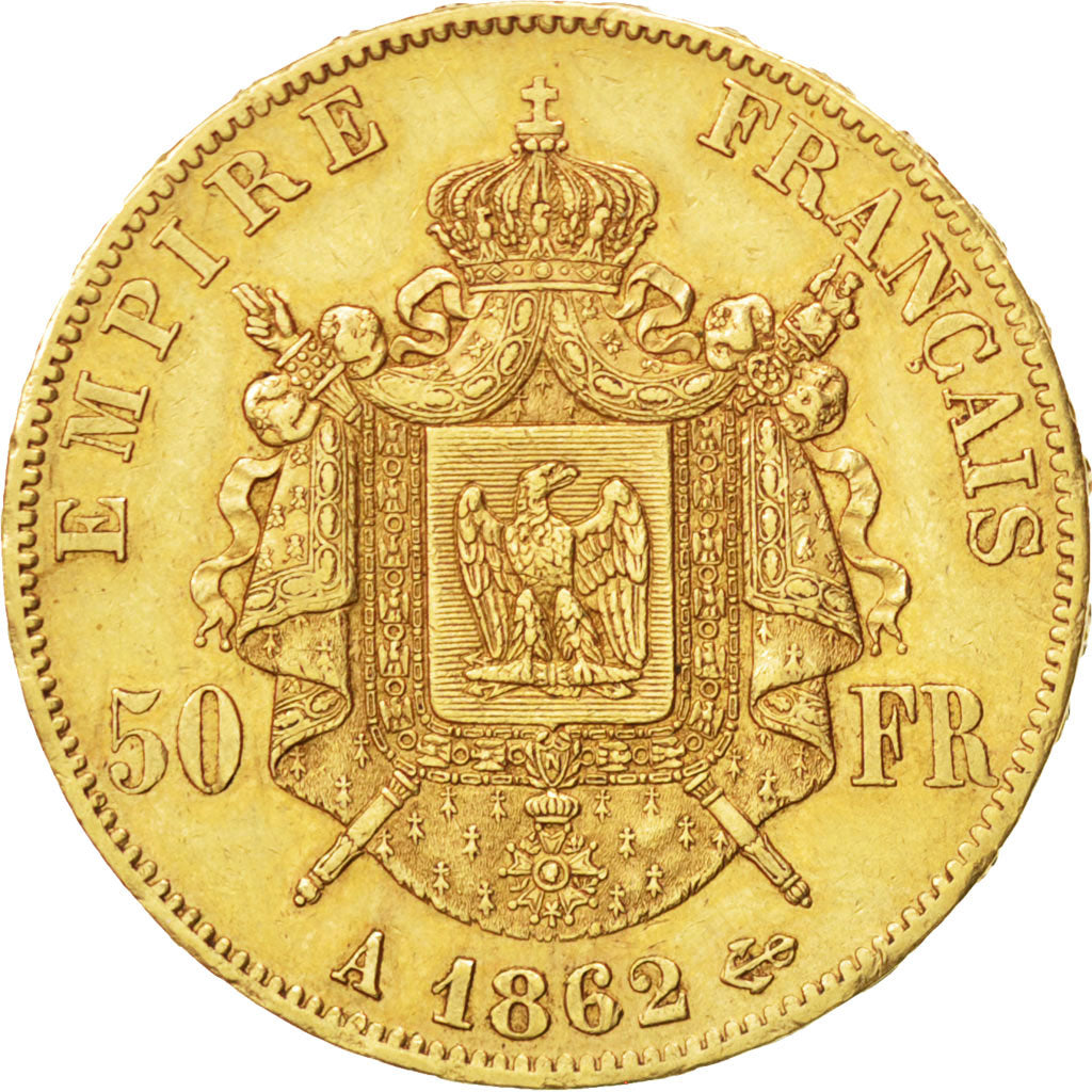FRANCE, Napoléon III, 50 Francs, 1862, Paris, KM #804.1, EF(40-45), Gold, Gadour