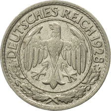 Coin, GERMANY, WEIMAR REPUBLIC, 50 Reichspfennig, 1928, Munich, AU(50-53)
