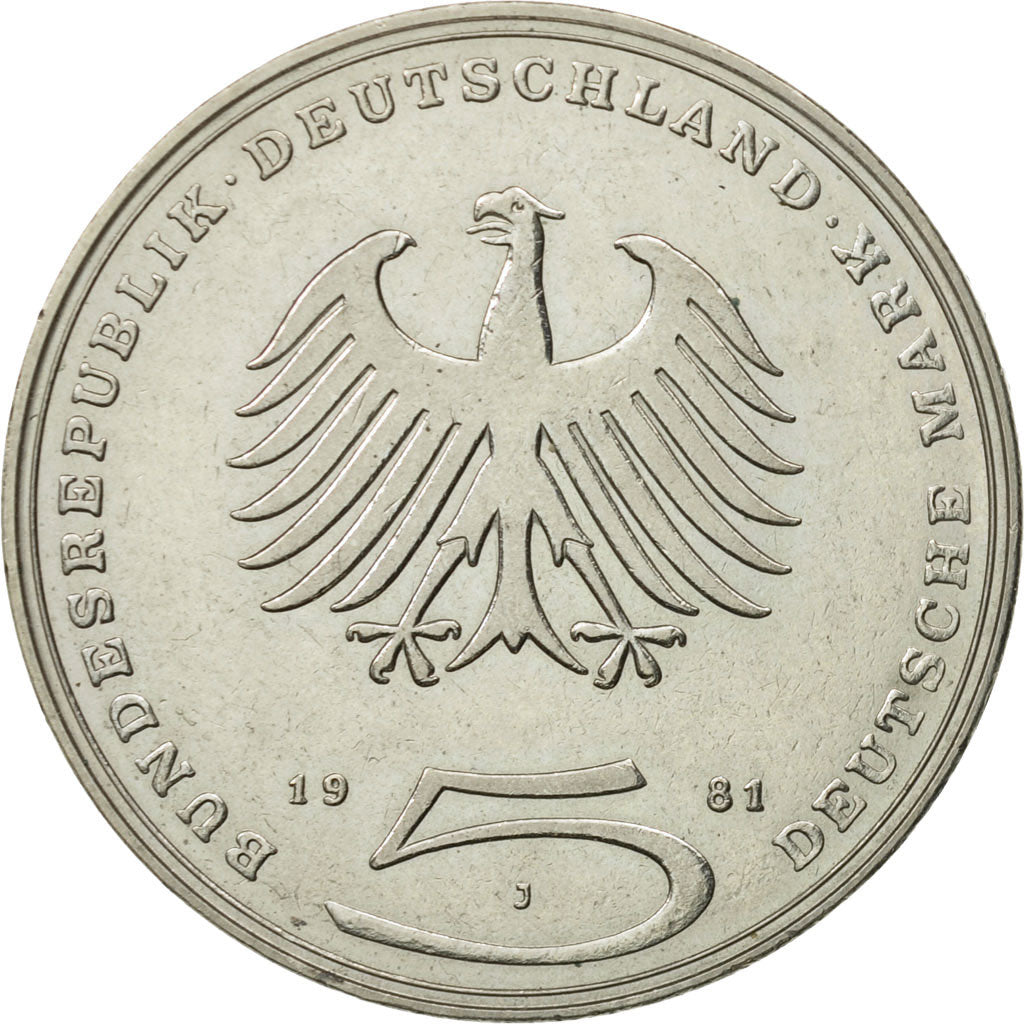 Monnaie, République fédérale allemande, 5 Mark, 1981, Hamburg, Germany, SUP