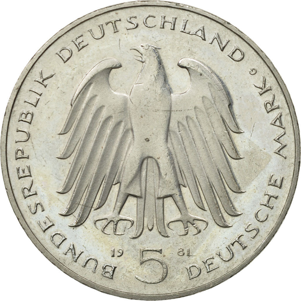 Monnaie, République fédérale allemande, 5 Mark, 1981, Karlsruhe, Germany
