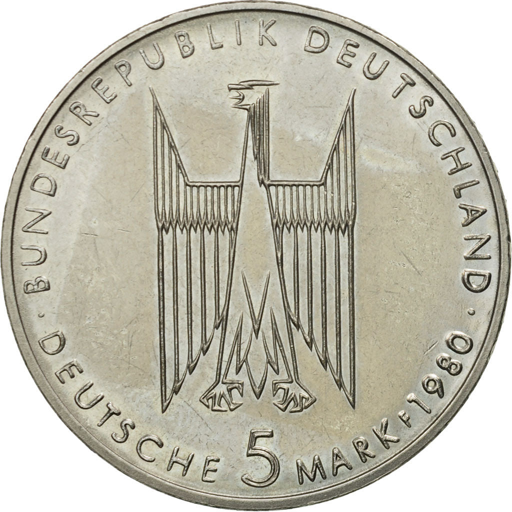 Moneta, GERMANIA - REPUBBLICA FEDERALE, 5 Mark, 1980, Stuttgart, Germany, SPL-
