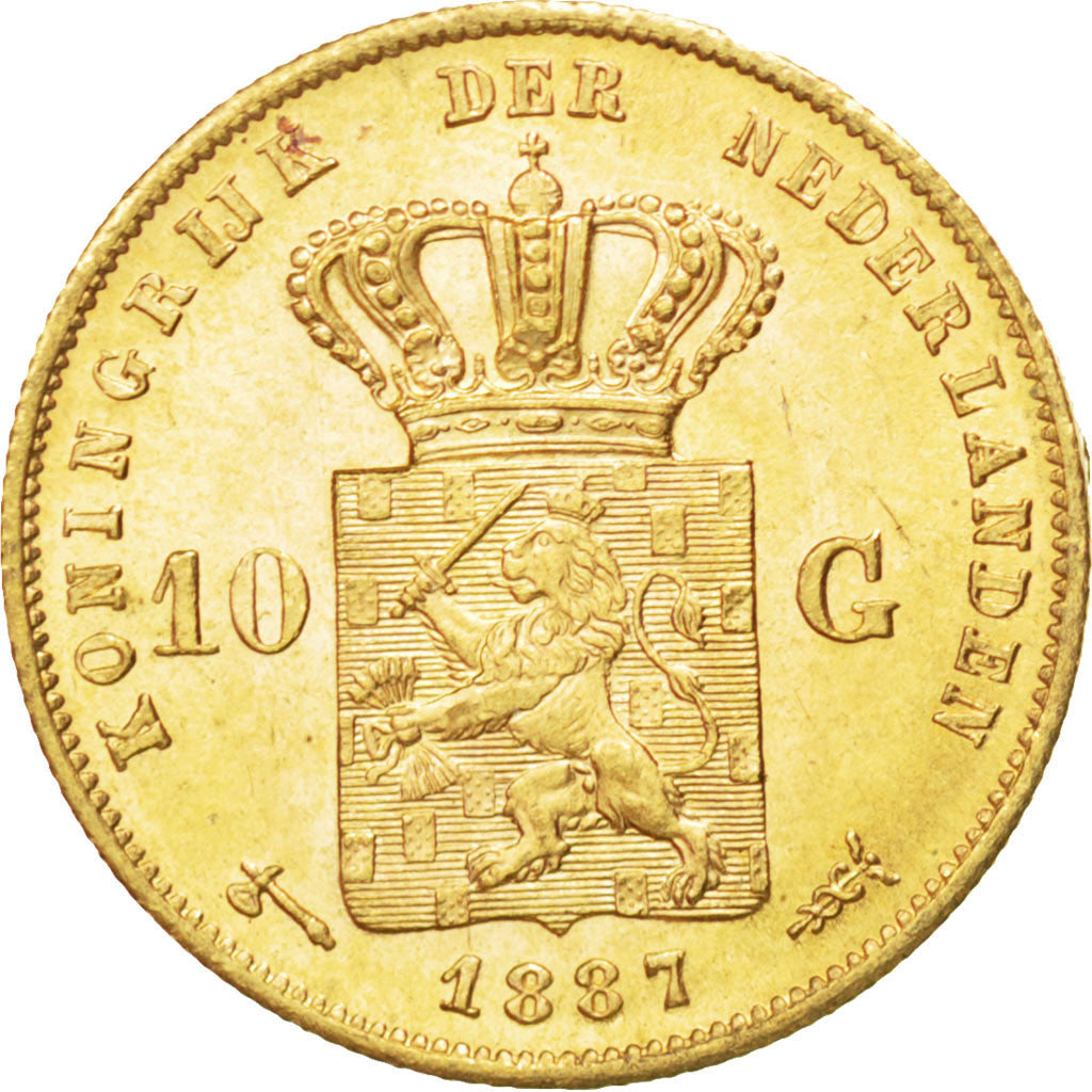 Münze, Niederlande, William III, 10 Gulden, 1887, Utrecht, VZ, Gold, KM:106