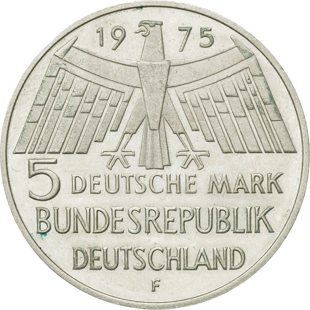 Coin, GERMANY - FEDERAL REPUBLIC, 5 Mark, 1975, Stuttgart, Germany, MS(63)