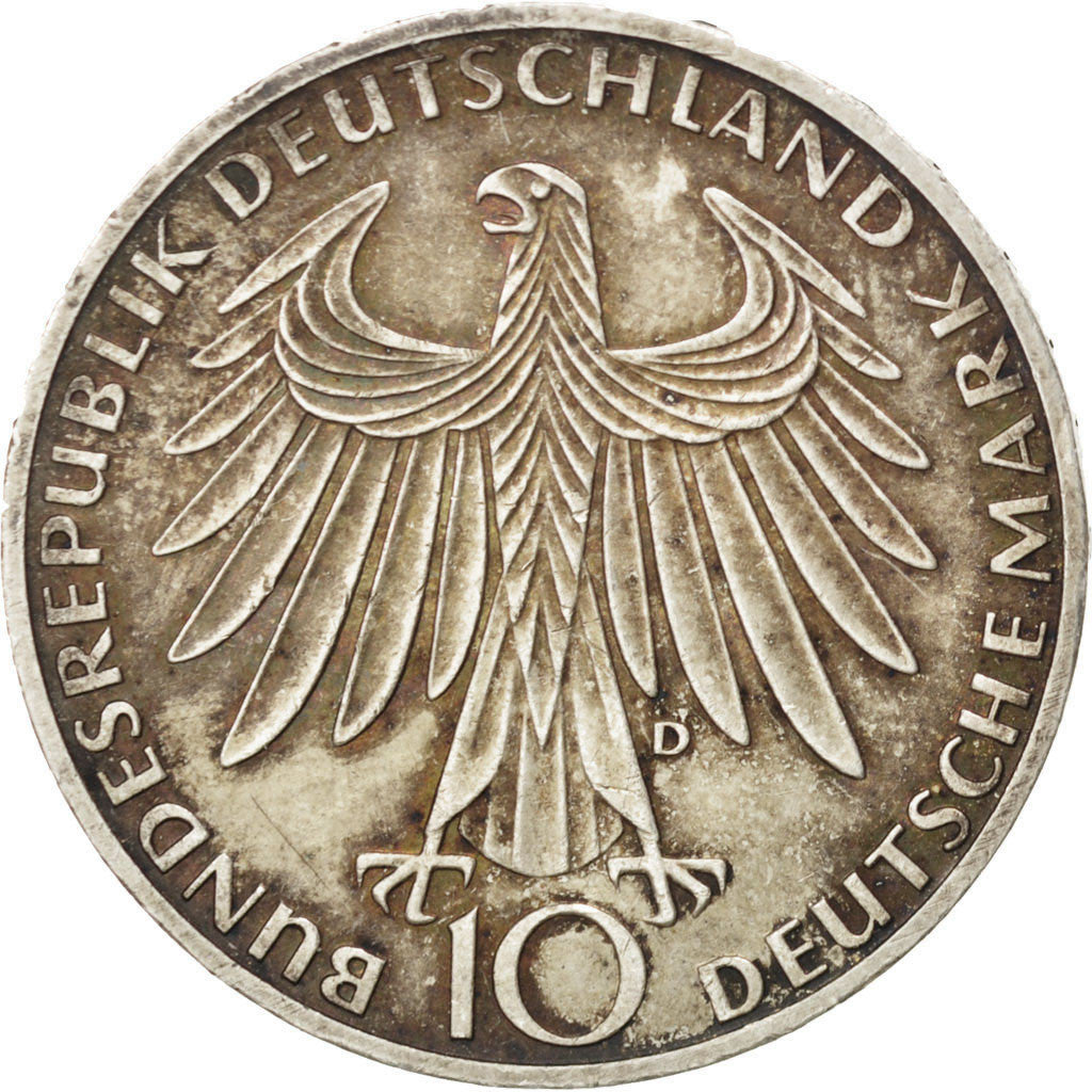 GERMANY - FEDERAL REPUBLIC, 10 Mark, 1972, Munich, KM #132, EF(40-45), Silver,..