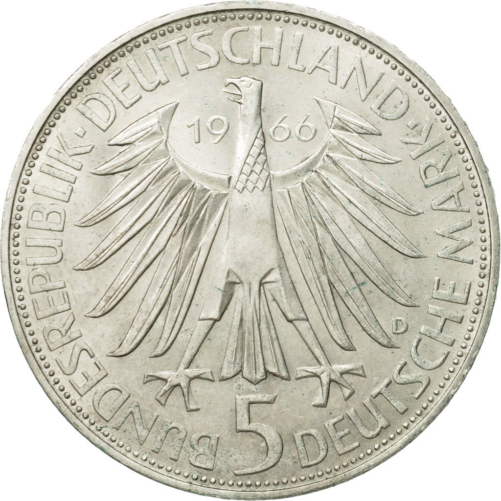 Coin, GERMANY - FEDERAL REPUBLIC, 5 Mark, 1966, Munich, Germany, MS(63), Silver