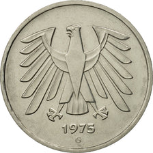 Coin, GERMANY - FEDERAL REPUBLIC, 5 Mark, 1975, Karlsruhe, AU(55-58)