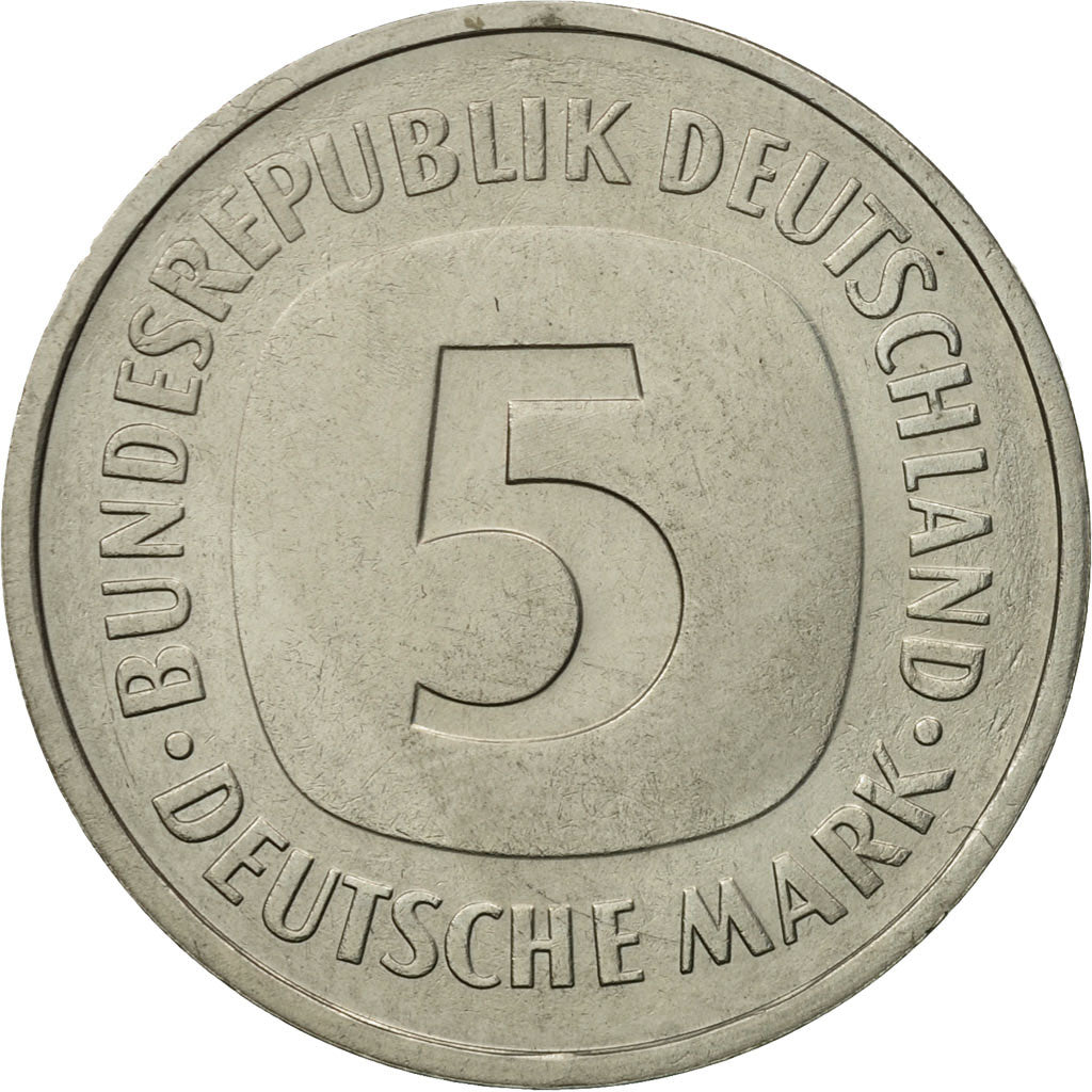 Coin, GERMANY - FEDERAL REPUBLIC, 5 Mark, 1975, Karlsruhe, AU(55-58)