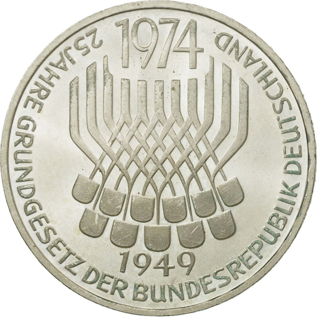 Coin, GERMANY - FEDERAL REPUBLIC, 5 Mark, 1974, Stuttgart, Germany, MS(63)