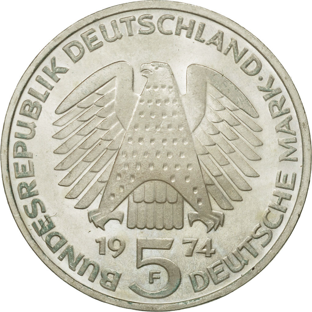 Coin, GERMANY - FEDERAL REPUBLIC, 5 Mark, 1974, Stuttgart, Germany, MS(63)