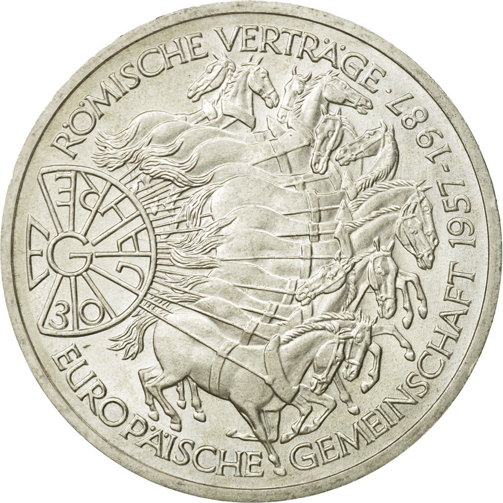 Coin, GERMANY - FEDERAL REPUBLIC, 10 Mark, 1987, Karlsruhe, Germany, MS(63)