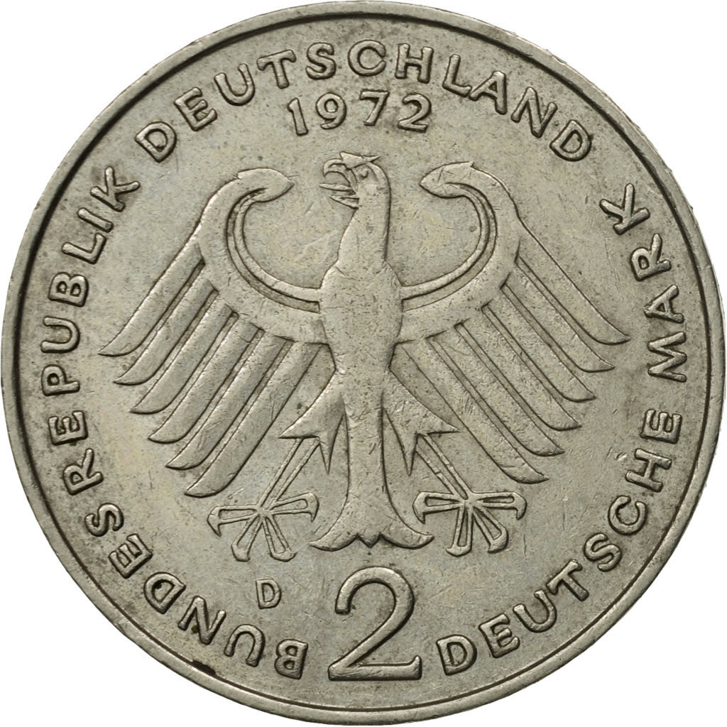 Moneta, GERMANIA - REPUBBLICA FEDERALE, 2 Mark, 1972, Munich, BB, Nichel