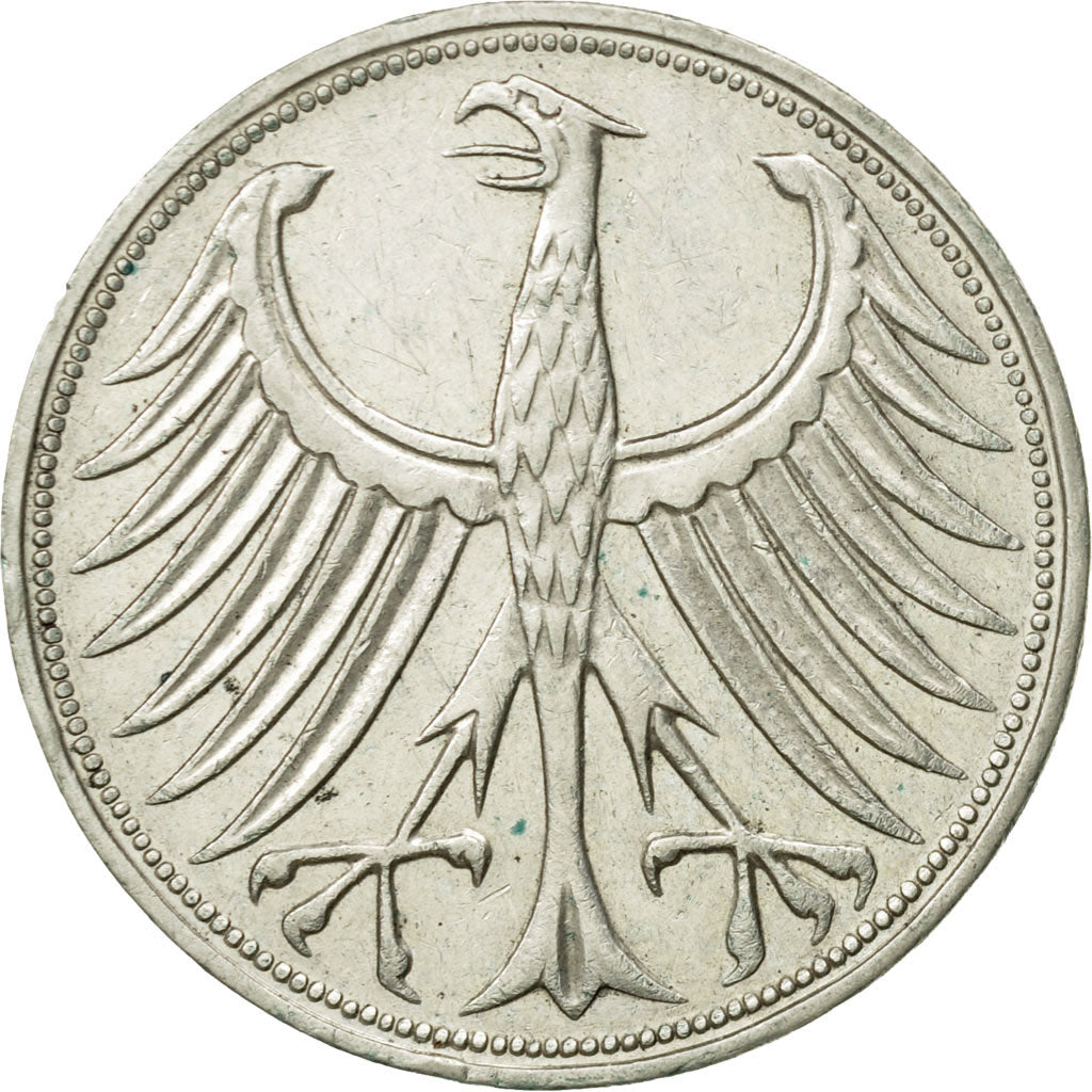 Coin, GERMANY - FEDERAL REPUBLIC, 5 Mark, 1966, Stuttgart, AU(50-53), Silver