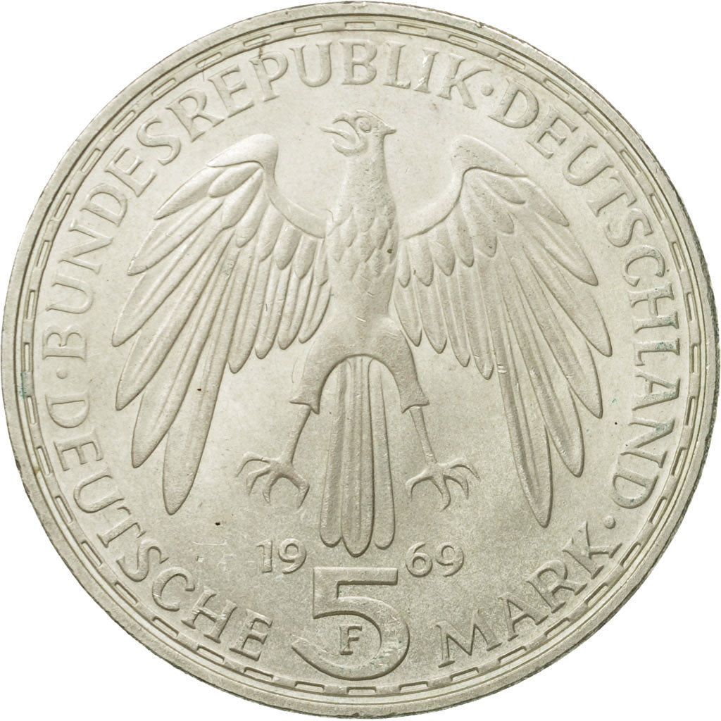 Coin, GERMANY - FEDERAL REPUBLIC, 5 Mark, 1969, Stuttgart, Germany, MS(63)