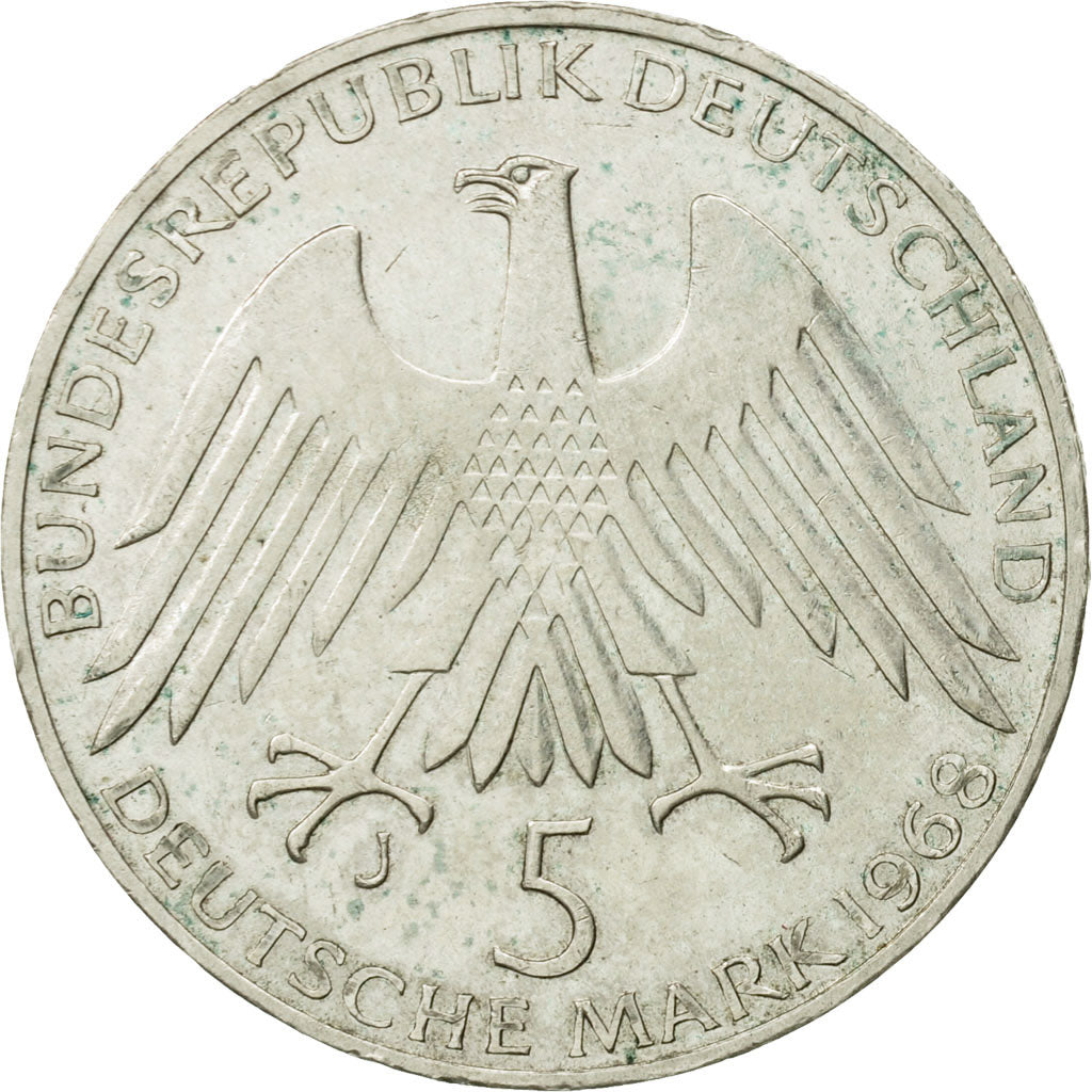 Coin, GERMANY - FEDERAL REPUBLIC, 5 Mark, 1968, Hamburg, Germany, AU(50-53)