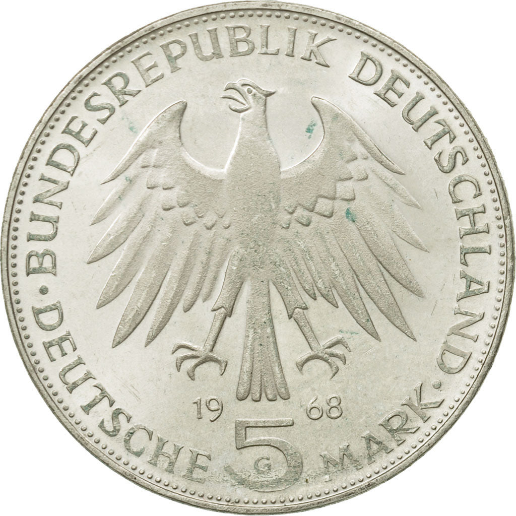 Coin, GERMANY - FEDERAL REPUBLIC, 5 Mark, 1968, Karlsruhe, Germany, MS(63)
