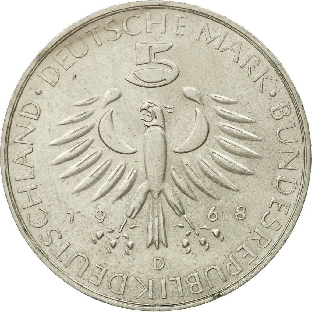 Coin, GERMANY - FEDERAL REPUBLIC, 5 Mark, 1968, Munich, Germany, AU(55-58)